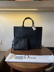 Christian Dior Embossed Book Tote With Small Pouch
