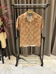 Balanciaga brown signature premium imported silk shirt