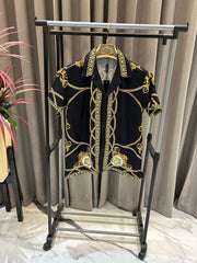 Versace Borocco Black Gold Half Sleeves Shirt