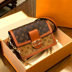 Louis Vuitton LV Dauphine Monogram Bag With OG Double Box & Dust Bag (Brown - 619)