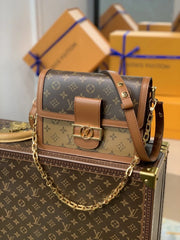 Louis Vuitton LV Dauphine Monogram Bag With OG Double Box & Dust Bag (Brown - 619)