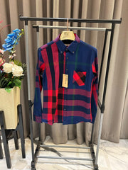 Burberry Checks Red Blue Full Sleeves Shirt