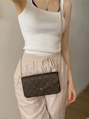Louis Vuitton LV Felicie Monogram Pochette With OG Box & Dust Bag (Brown - 731)