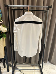 Balmain Round Chest Logo Back Print Box Pack Full Sleeves Shirt White