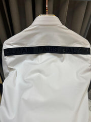 Balmain Round Chest Logo Back Print Box Pack Full Sleeves Shirt White