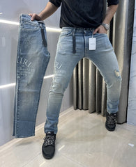 Amiri Greenish Embroidery Work Imported Hyperflex Denim