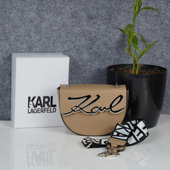 Karl Lagerfeld K Signature Round Cross Body Shoulder Bag With OG Box & Dust Bag (Khaki - 629)