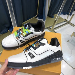 LV Leather Trainer Sneakers 2021 White Black
