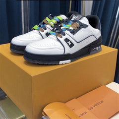 LV Leather Trainer Sneakers 2021 White Black