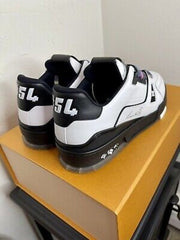 LV Leather Trainer Sneakers 2021 White Black