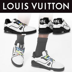 LV Leather Trainer Sneakers 2021 White Black