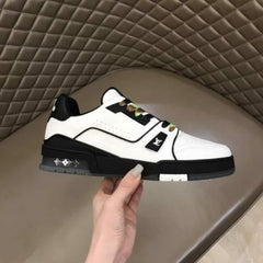 LV Leather Trainer Sneakers 2021 White Black