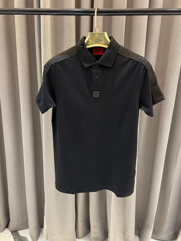 HUGO BOSS SHOULDER STUD POLO T-SHIRT BLACK – Lebrouges