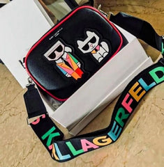 Karl Lagerfeld Paris Maybelle Crossbody Charms (BlackRose) Handbags 3 - K1823