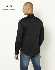 Armani Exchange Black Logo Print Shirt With Premium Box Packing And Carry Bag