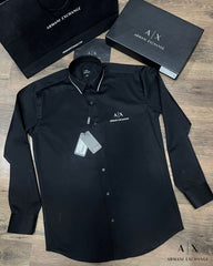 Armani Exchange Black Logo Print Shirt With Premium Box Packing And Carry Bag