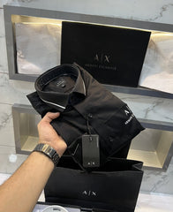 Armani Exchange Black Logo Print Shirt With Premium Box Packing And Carry Bag