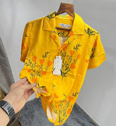 Zara Yellow All Over Printed Premium Half Shirt
