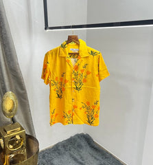 Zara Yellow All Over Printed Premium Half Shirt