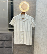 Zara White Stripes Premium Half Shirt