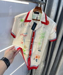 Zara Cream All Over Printed Imported Half Shirt