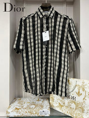 Christian Dior black Checks Design premium crochet shirt