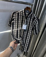 Christian Dior black Checks Design premium crochet shirt