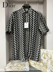 Christian Dior Black Zig Zag Premium Crochet Shirt