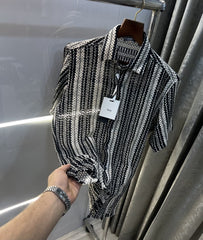 Christian Dior Black Stripes Premium Crochet Shirt