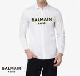 Balmain Paris White Embossed Print Shirt With Premium Box Packing And Carry Bag