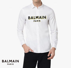 Balmain Paris White Embossed Print Shirt With Premium Box Packing And Carry Bag
