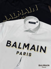 Balmain Paris White Embossed Print Shirt With Premium Box Packing And Carry Bag