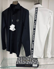 BALMAIN PARIS Paris Black Back Patch Work Shirt With Premium Box Packing And Carry Bag