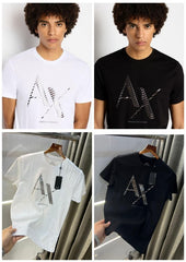 Armani Exchange White Logo Print Imported T-Shirt