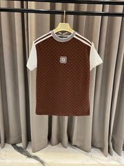 Balmain Full Monogram Middle Brand Patch Round Neck T-shirt