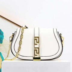 Versace Greca Goddess Shoulder Bag With OG Box & Dust Bag (White - 676)