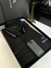 Armani Exchange BLACK PREMIUM SHIRT WITH BRAND BOX PACKING AND CARRY BAG 1621