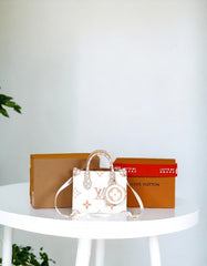 Louis Vuitton LV M22976 On The Go Pochette With OG Double Box & Dust Bag - Coin Pouch (White Brown - 622)