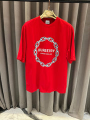 Burberry Middle Brand Logo Round Neck T-shirt Red