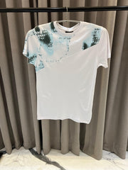 ARMANI EXCHANGE HALF PRINT ROUND NECK T-SHIRT WHITE