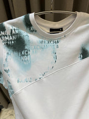 ARMANI EXCHANGE HALF PRINT ROUND NECK T-SHIRT WHITE