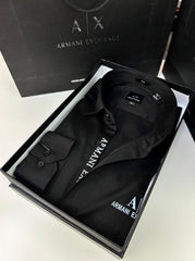 Armani Exchange REFLECTIVE PRINT PREMIUM BLACK SHIRT WITH BRAND BOX PACKING AND CARD CARRY BAG 1444