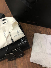 Armani Exchange REFLECTIVE PRINT PREMIUM BLACK SHIRT WITH BRAND BOX PACKING AND CARD CARRY BAG 1444