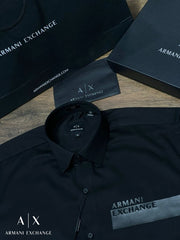 Armani Exchange Black Logo Print Shirt With Premium Box Packing And Carry Bag