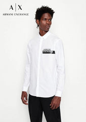 Armani Exchange White Logo Print Shirt With Premium Box Packing And Carry Bag