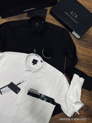 Armani Exchange White Logo Print Shirt With Premium Box Packing And Carry Bag