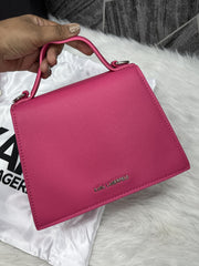 Karl Lagerfeld KSignature Top Handle Crossbody With Original Box - 2 Belt(Chain Leather) PINK