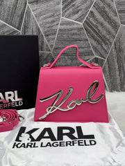 Karl Lagerfeld KSignature Top Handle Crossbody With Original Box - 2 Belt(Chain Leather) PINK