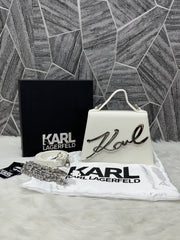 Karl Lagerfeld KSignature Top Handle Crossbody With Original Box - 2 Belt(Chain Leather)