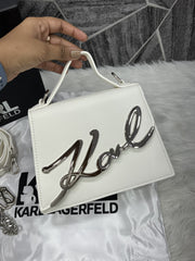 Karl Lagerfeld KSignature Top Handle Crossbody With Original Box - 2 Belt(Chain Leather)